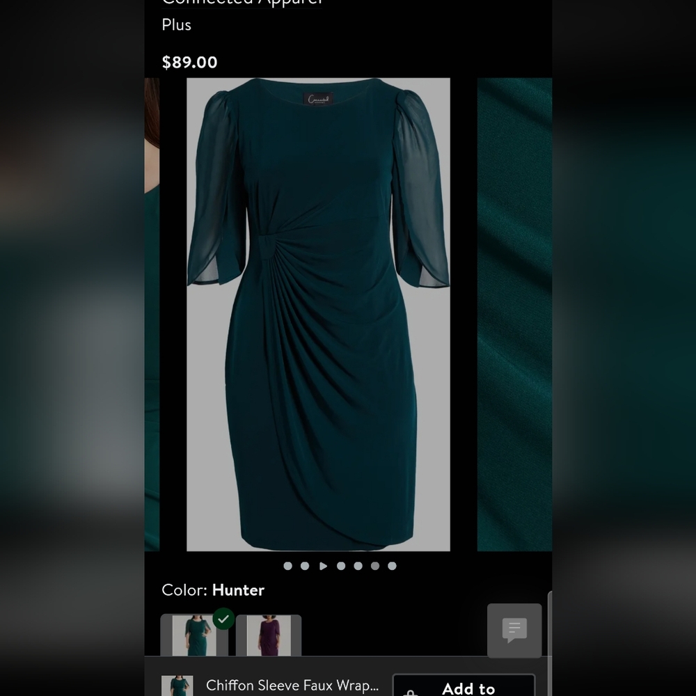 Connected Apparel Green Asymmetrical Ruched Sheath Dress